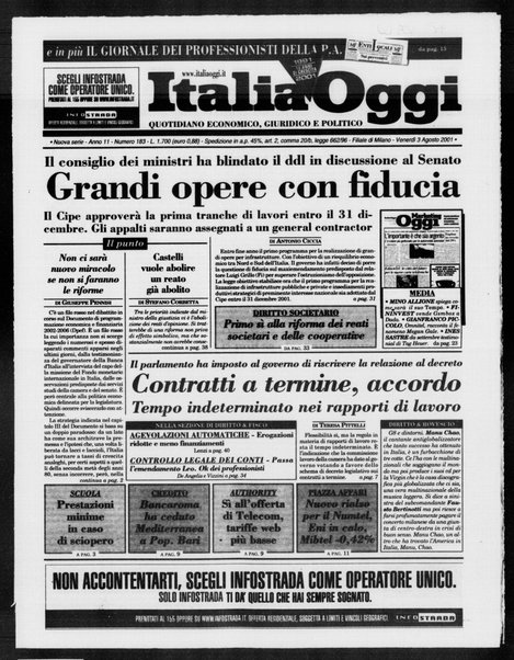 Italia oggi : quotidiano di economia finanza e politica